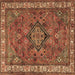 Square Machine Washable Persian Brown Traditional Rug, wshtr3928brn