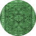 Round Persian Emerald Green Traditional Rug, tr3928emgrn