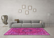 Machine Washable Persian Pink Traditional Rug in a Living Room, wshtr3928pnk