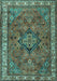 Machine Washable Persian Turquoise Traditional Area Rugs, wshtr3928turq