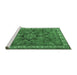 Sideview of Machine Washable Persian Emerald Green Traditional Area Rugs, wshtr3928emgrn