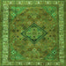 Round Machine Washable Persian Green Traditional Area Rugs, wshtr3928grn