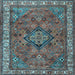 Square Machine Washable Persian Light Blue Traditional Rug, wshtr3928lblu