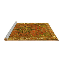 Sideview of Machine Washable Persian Yellow Traditional Rug, wshtr3928yw