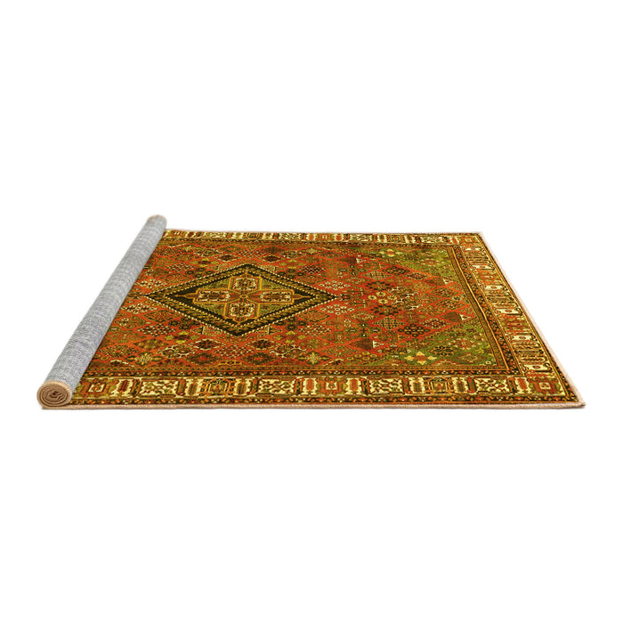 Sideview of Machine Washable Persian Yellow Traditional Rug, wshtr3928yw