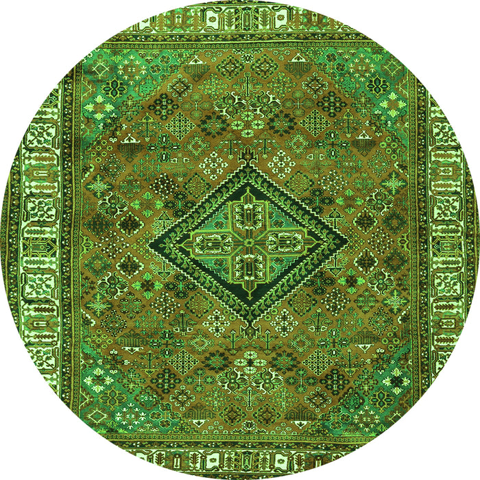 Square Persian Green Traditional Rug, tr3928grn