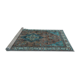 Sideview of Machine Washable Persian Light Blue Traditional Rug, wshtr3928lblu