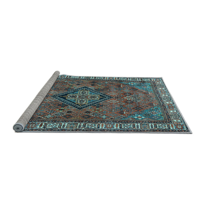 Sideview of Machine Washable Persian Light Blue Traditional Rug, wshtr3928lblu