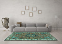 Machine Washable Persian Turquoise Traditional Rug, wshtr3928turq