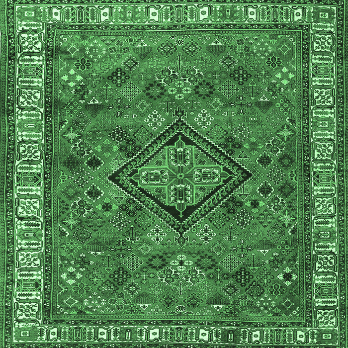 Square Persian Emerald Green Traditional Rug, tr3928emgrn