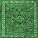 Square Persian Emerald Green Traditional Rug, tr3928emgrn