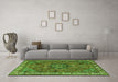 Machine Washable Persian Green Traditional Area Rugs in a Living Room,, wshtr3928grn