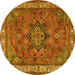 Round Persian Yellow Traditional Rug, tr3928yw