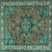 Square Machine Washable Persian Turquoise Traditional Area Rugs, wshtr3928turq