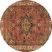 Round Persian Brown Traditional Rug, tr3928brn