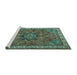 Sideview of Machine Washable Persian Turquoise Traditional Area Rugs, wshtr3928turq