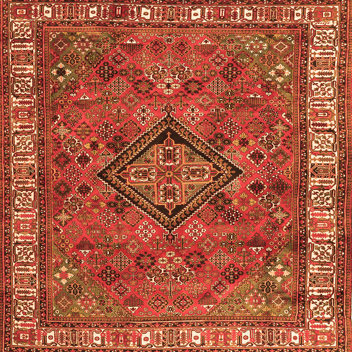 Round Machine Washable Persian Orange Traditional Area Rugs, wshtr3928org