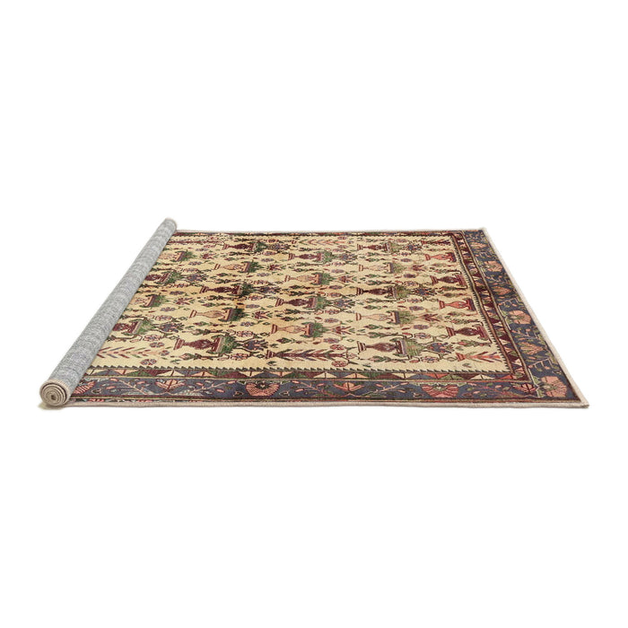 Sideview of Machine Washable Traditional Sienna Brown Rug, wshtr3929