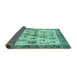 Sideview of Animal Turquoise Traditional Rug, tr3929turq