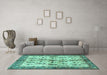 Machine Washable Animal Turquoise Traditional Area Rugs in a Living Room,, wshtr3929turq