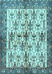 Animal Light Blue Traditional Rug, tr3929lblu