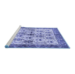 Sideview of Machine Washable Animal Blue Traditional Rug, wshtr3929blu