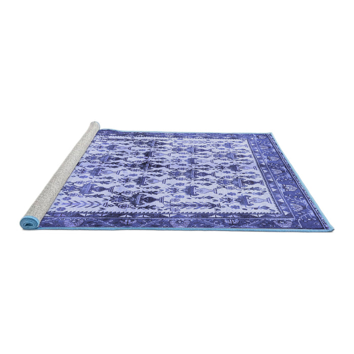 Sideview of Machine Washable Animal Blue Traditional Rug, wshtr3929blu