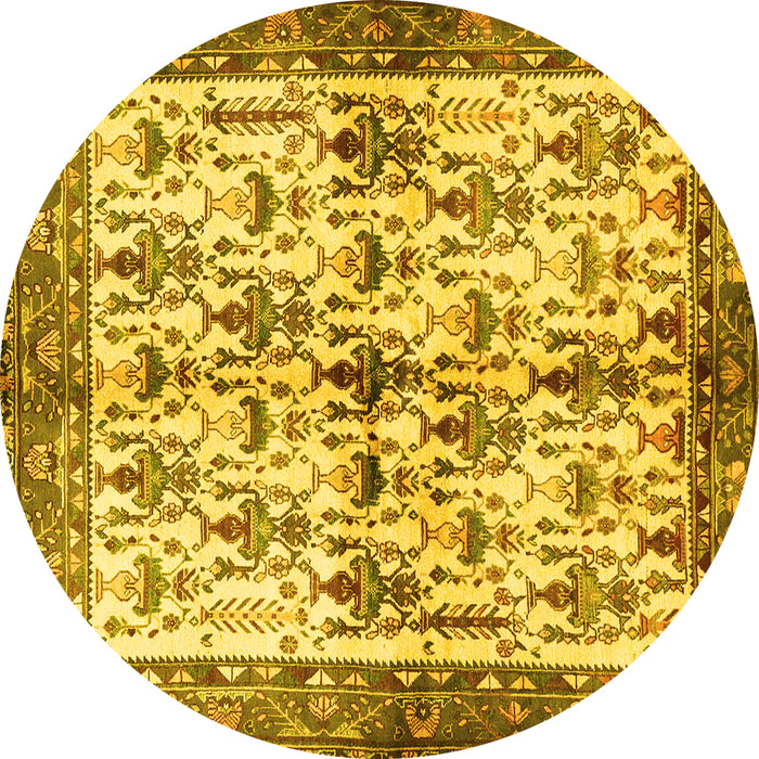 Round Animal Yellow Traditional Rug, tr3929yw