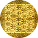 Round Animal Yellow Traditional Rug, tr3929yw