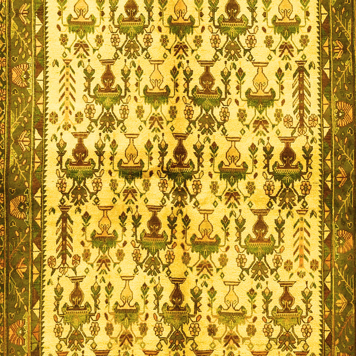 Machine Washable Animal Yellow Traditional Rug, wshtr3929yw