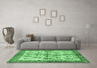 Machine Washable Animal Emerald Green Traditional Area Rugs in a Living Room,, wshtr3929emgrn