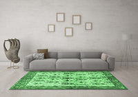 Machine Washable Animal Emerald Green Traditional Rug, wshtr3929emgrn