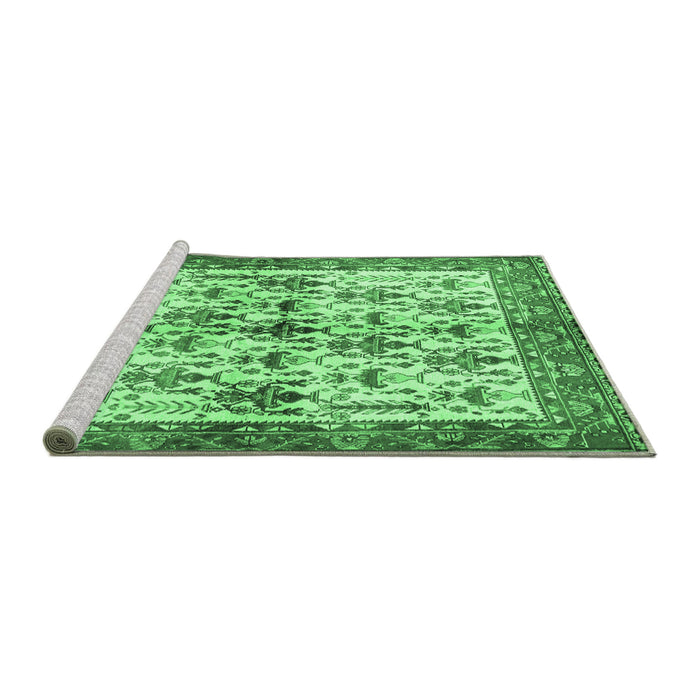 Sideview of Machine Washable Animal Emerald Green Traditional Area Rugs, wshtr3929emgrn