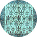 Round Machine Washable Animal Light Blue Traditional Rug, wshtr3929lblu