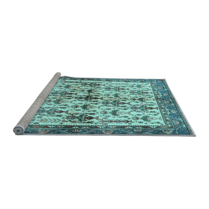 Sideview of Machine Washable Animal Light Blue Traditional Rug, wshtr3929lblu