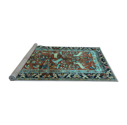 Sideview of Machine Washable Animal Light Blue Traditional Rug, wshtr392lblu