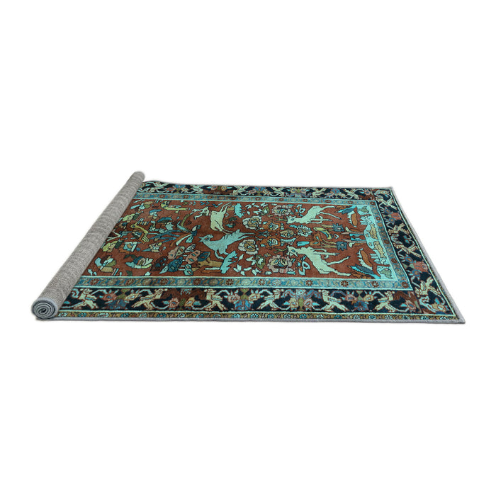 Sideview of Machine Washable Animal Light Blue Traditional Rug, wshtr392lblu