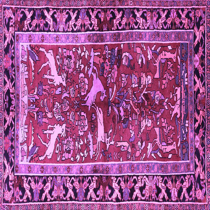 Square Machine Washable Animal Purple Traditional Area Rugs, wshtr392pur