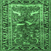 Square Animal Emerald Green Traditional Rug, tr392emgrn