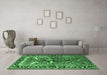 Machine Washable Animal Emerald Green Traditional Area Rugs in a Living Room,, wshtr392emgrn