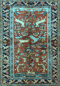 Animal Light Blue Traditional Rug, tr392lblu