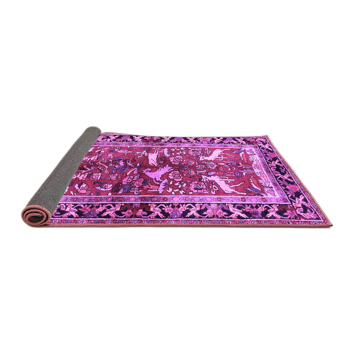 Sideview of Animal Purple Traditional Rug, tr392pur