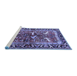Sideview of Machine Washable Animal Blue Traditional Rug, wshtr392blu