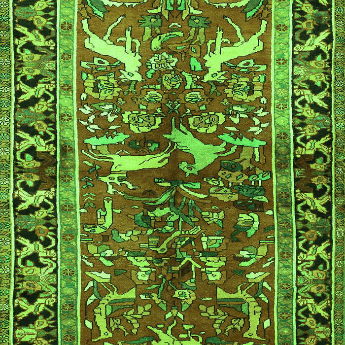 Serging Thickness of Machine Washable Animal Green Traditional Area Rugs, wshtr392grn