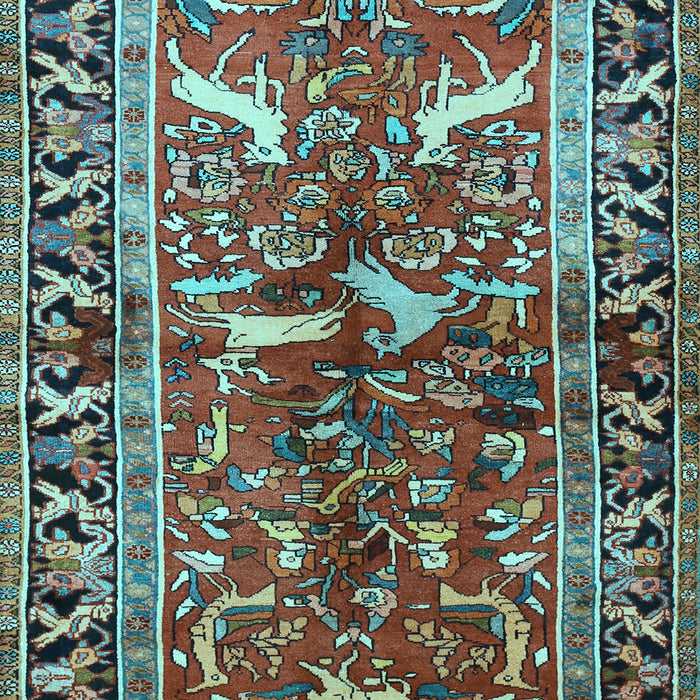 Machine Washable Animal Light Blue Traditional Rug, wshtr392lblu