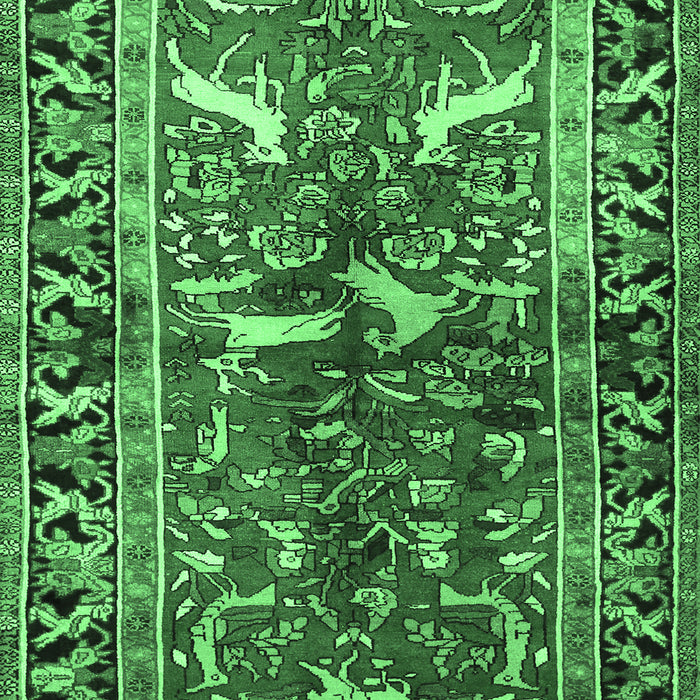Machine Washable Animal Emerald Green Traditional Area Rugs, wshtr392emgrn