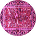 Round Machine Washable Animal Pink Traditional Rug, wshtr392pnk