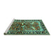 Sideview of Machine Washable Animal Turquoise Traditional Area Rugs, wshtr392turq