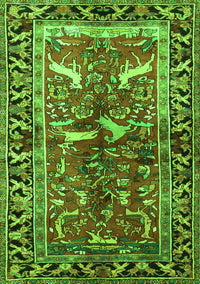 Animal Green Traditional Rug, tr392grn