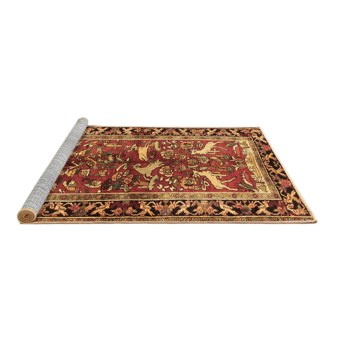 Sideview of Machine Washable Animal Brown Traditional Rug, wshtr392brn